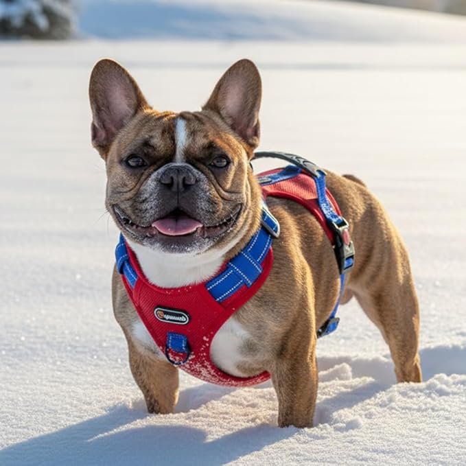 Tactical Dog Harness for Large Medium Dogs No Pull Adjustable Pet Vest with Reflective Straps Front & Back Clips Handle for Hiking Walking Hunting– 4 Sizes with or Without Leash (RED, S)