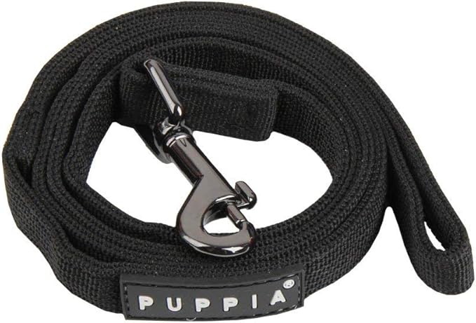 Puppia Two Tone Dog Lead Strong Durable Comfortable Grip Walking Training Leash for Small & Medium Dog, Black, Large