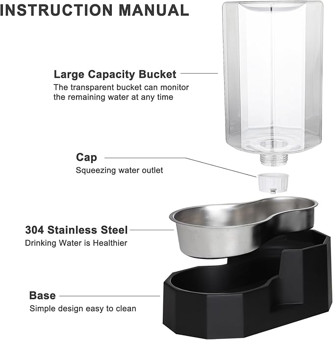 Sfozstra Large Dog Water Dispenser: 7L Automatic Gravity Water Feeder - Less Refills All-Day Water - No Mess Keeps Floors Dry - No Electricity - for Medium Dogs & Multi-Pet Homes - Workday/Pet Station