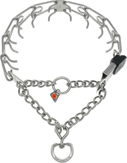 Herm Sprenger Prong Dog Collar with Quick Release ClicLock Buckle for Small Medium Large Dogs Stainless Steel Training No-Pull Collar for Dogs Made in Germany (23in x 3.2mm)