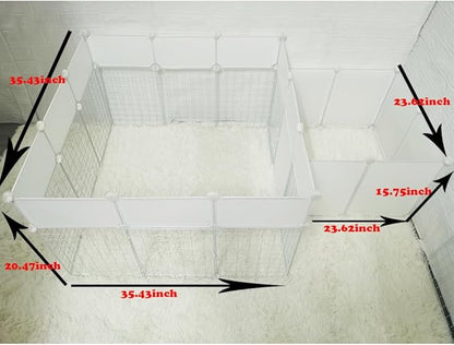 Dog Playpen Indoor with Door, DIY Puppy Play Pen Portable Metal Wire Yard Fence Small Animal Exercise Cage for Big-Sized Dog (White(Big