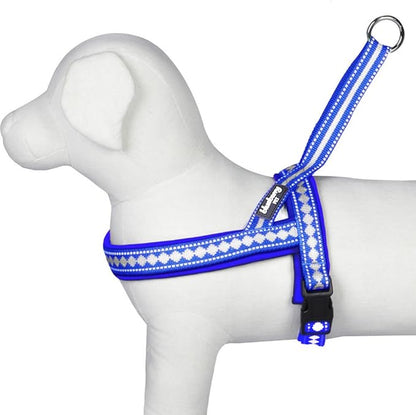 Blueberry Pet 4 Colors Soft & Comfy 3M Reflective Jacquard Padded Dog Harness, Chest Girth 21.5" - 27.5", Palace Blue, S/M, Adjustable Harnesses for Dogs