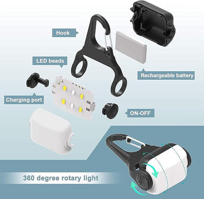 Dog Lights for Night Walking, Clip on Dog Collar Light - 3 Modes, USB-C Rechargeable, IP65 Waterproof, LED Safety Light for Running, Camping, Climbing, Bike