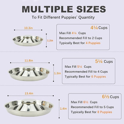 Stainless Steel Puppy Dog Bowls, Pets Puppies Feeding Food and Water Weaning Bowls Dishes Feeder, 13.4 Inch