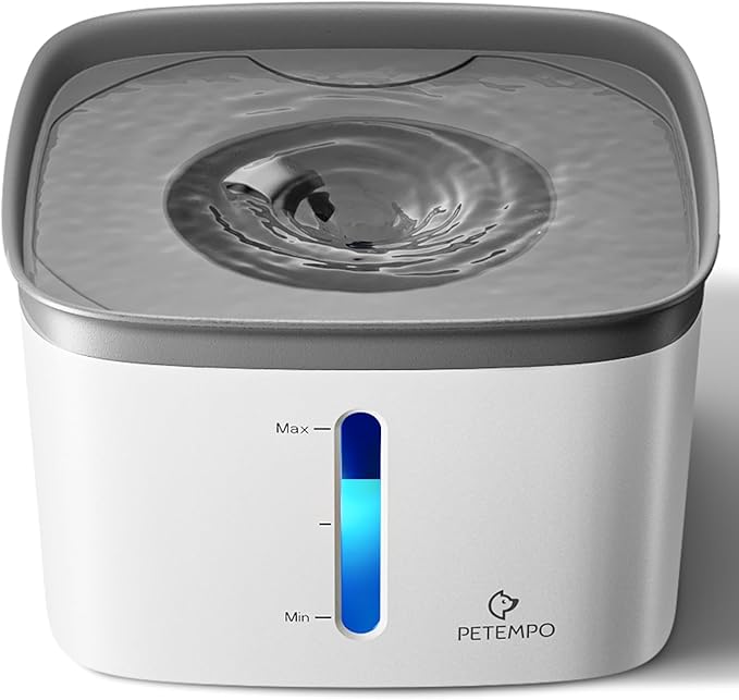 Cat Water Fountain, 135oz/4L Ultra Quiet Dog Water Bowl Dispenser, Instant Clean Vortex Design, Pet Water Fountain with Filter, Cats Dogs Pets Fountain for Drinking Automatic with LED Light (Gray)