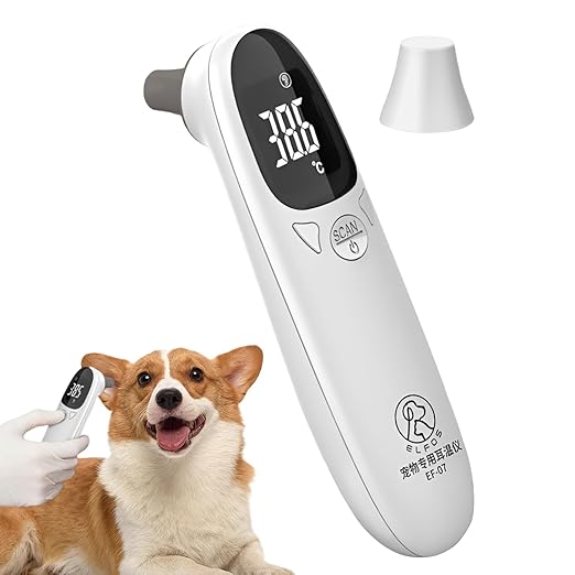 Ear Temperature Thermometer - Non-Conta ct Digital Pet Thermometer for Dogs|Cat and Dog Ear Temperature Monitor | Veterinary Thermometers,Fast and Accurate Temperature Detection for Dogs, Cats - 13cm