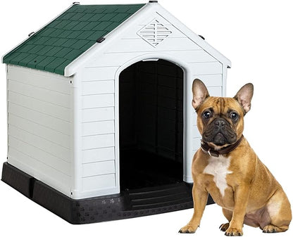 BestPet Dog House Indoor Outdoor Insulated Kennel Durable Plastic Dog House for Small Medium Large Dogs Weather & Water Resistant Pet Crate with Air Vents and Elevated Floor