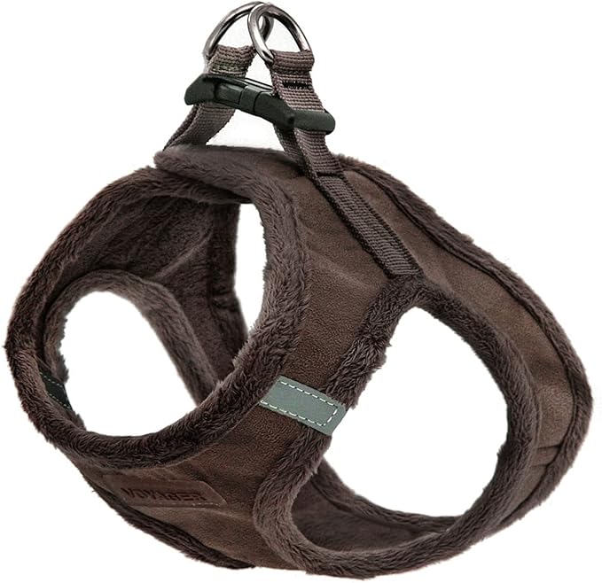 Voyager Step-in Plush Dog Harness – Soft Plush, Step in Vest Harness for Small and Medium Dogs by Best Pet Supplies - Chocolate Suede, XL (Chest: 20.5-23") (Pack of 2)