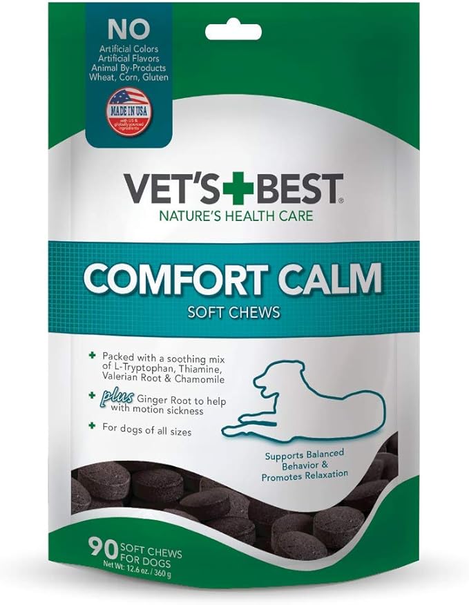 Vet's Best Comfort Calm Calming Soft Chews Dog Supplements - Dog Calming Aid Supports Dog's Balanced Behavior - Promotes Relaxation - 90 Day Supply