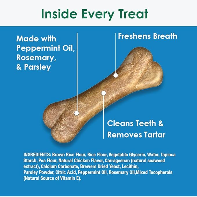 Bonies Natural Breath and Dental Formula Large-Sized Single Bone - All-Natural Ingredients, Fresh Breath, Cleans Teeth, Low Calories, Chicken Flavor, [Large Dogs], 5 Bones