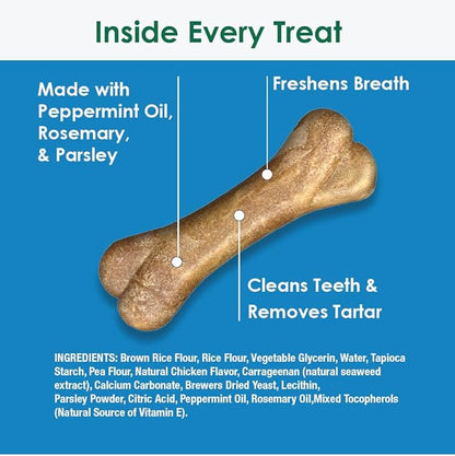 Bonies Natural Breath and Dental Formula Large-Sized Single Bone - All-Natural Ingredients, Fresh Breath, Cleans Teeth, Low Calories, Chicken Flavor, [Large Dogs], 5 Bones