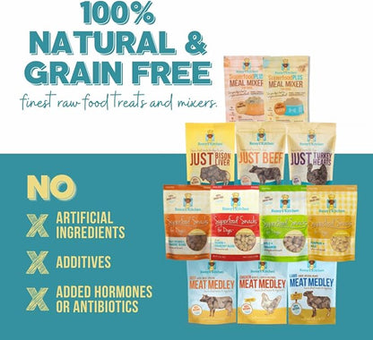 Chicken Meat Medley Freeze Dried Dog Treats USA Sourced and Small Batch Made - Human-Grade, All Natural Dog Treats Without Artificial Preservatives, Grain Free - 3 oz