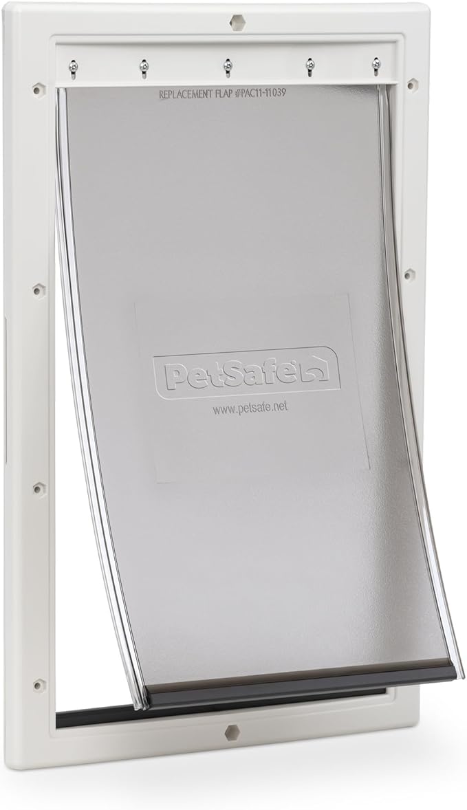 PetSafe Plastic Pet Door - Gives Your Pet Easy Outdoor Access - Durable Plastic Frame - Paintable White Frame to Match Home Decor - Snap-On Closing Panel for Safety - Simple DIY Installation - Large