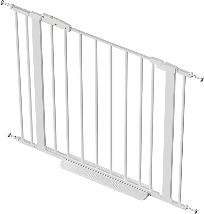 Dog Gate for Stair, 30" Tall Safety Gate Adjustable 29"-40.5" Extra-Wide Metal Pet Gate, Pressure Mounted Drill-Free No Tools Needed Dog Gate for Stairs,Doorways,House