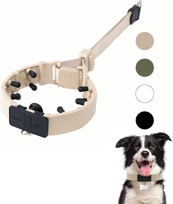 SVD.PET Dog Prong Collar for No-Pull Training, Quick-Release Buckle Adjustable Pinch Collar for Medium Dogs (Tan, Medium Size)