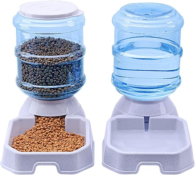 TENINYU Premium Quality Self-Dispensing Gravity 1 Gallon Large Capacity Pet Feeder and Water Dispenser for Cat