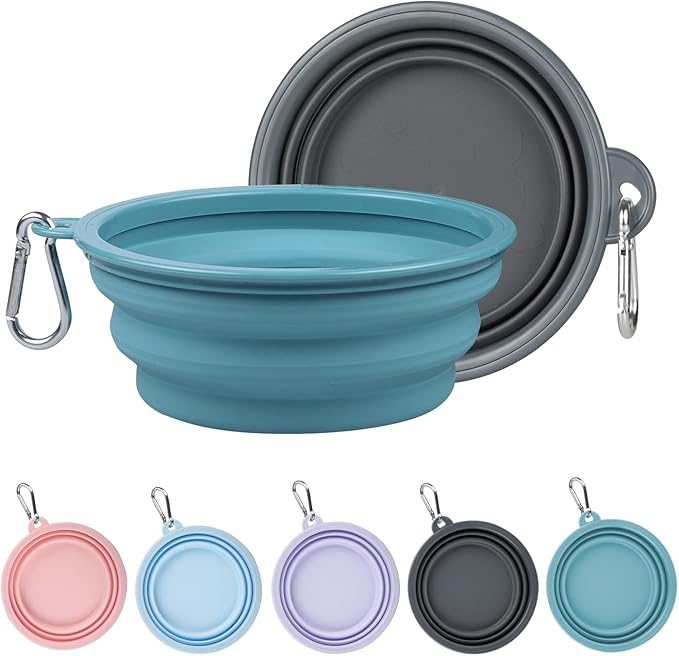 Kytely Collapsible Dog Bowls for Travel, 2Pack Dog Portable Water Bowl, Foldable Pet Food Bowl with Clasp, Pet Cat Feeding Cup Dish for Traveling, Walking, Hiking