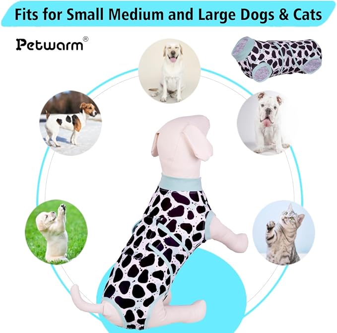 PetWarm Dog Recovery Suit, Recovery Suit for Female Male Dogs Onesie After Surgey Spay Neuter, Anti-Licking Pet Surgical Recovery Pajamas, Leopard Pattern, Green, S