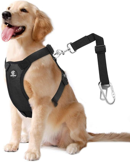 VavoPaw Dog Seat Belt, Safety Vest Dog Car Harness with Adjustable Buckle Dog Seat Belt for Vehicle Nylon Pet Safety Seat Belts Heavy Duty(L, Black)