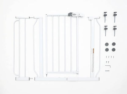 Regalo Safety 29-38.5" Baby Gate for Doorways & Bottom of Stairs, Pressure Mounted Baby Gate with Door for Babies, Toddlers & Pets, Tested & Safe for 30 Years, American Designed, American Owned, White