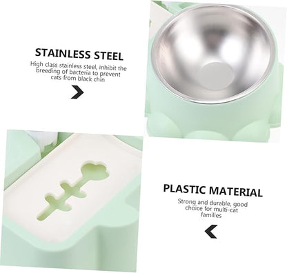 Generic Automatic Stainless Steel Dog Feeding Bowl with Water Dispenser Anti-Skid Pet Food and Water Container for Puppies Practical Green Pet Feeder for Home Use