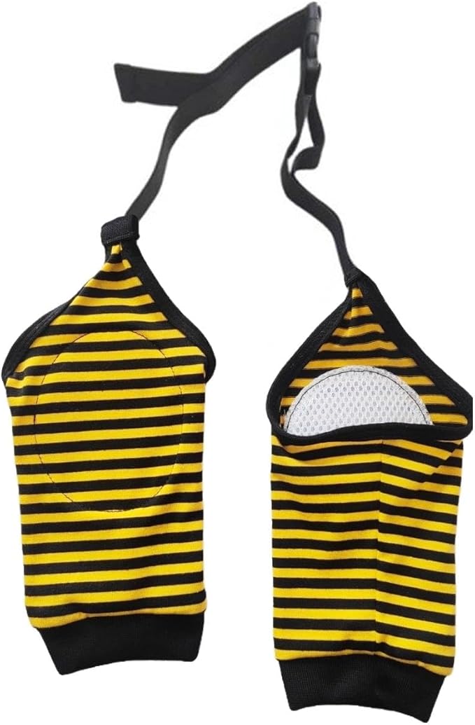 HDKUW Dog Elbow Protector for Calluses, Recovery Suit for Front Legs, Cone Collar Alternative to Stop Licking Wounds, Cover Sleeve for Small Medium Large Dogs - Black Yellow L