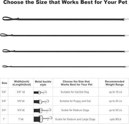 AMAGOOD 6 FT Cat Leash, Strong and Durable Traditional Style Leash with Easy to Use Collar Hook,Cat Lead Great for Cats (1" x 6 ft,Black and Black(2-Pack))