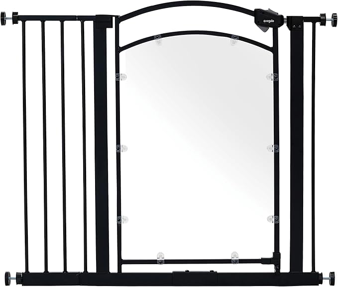 Regalo Safety 29.5–37” Clear Walk Through Baby Gate for Doorways & Bottom of Stairs, Pressure Mounted Baby Gate with Door for Toddlers & Pets, Tested & Trusted, American Designed, Family Owned