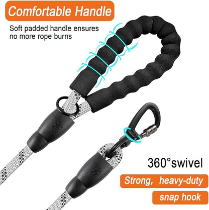 BARKBAY Dog Leashes for Large Dogs Heavy Duty Dog Leash 4/5/6 FT with Comfortable Padded Handle and Highly Reflective Threads for Medium Large Dogs Walking Training Running (5FT-1/2'',Gray)