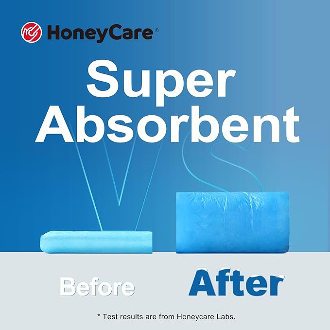 HONEY CARE All-Absorb, Large 22" x 23", 100 Count, Dog and Puppy Training Pads, Ultra Absorbent and Odor Eliminating, Leak-Proof 5-Layer Potty Training Pads with Quick-Dry Surface, Blue, A01