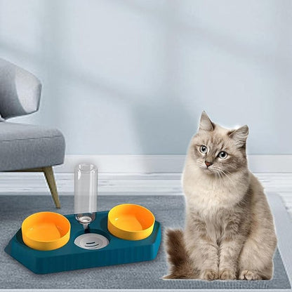 Dog Bowls Drinking Pet Feeding Station Detachable Non Slip Pet Feeder and Waterer for Cats Dogs Small Medium Large Pets Supplies, Three Blue