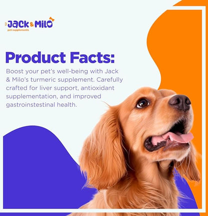 Jack & Milo Supplement Anti Inflammatory for Dogs with Turmeric, Hip, and Joint - Dog Arthritis Pain Relief, Support for Mobility & Wellness, USA Made-GMP Certified, Non-GMO, 120 Tablets