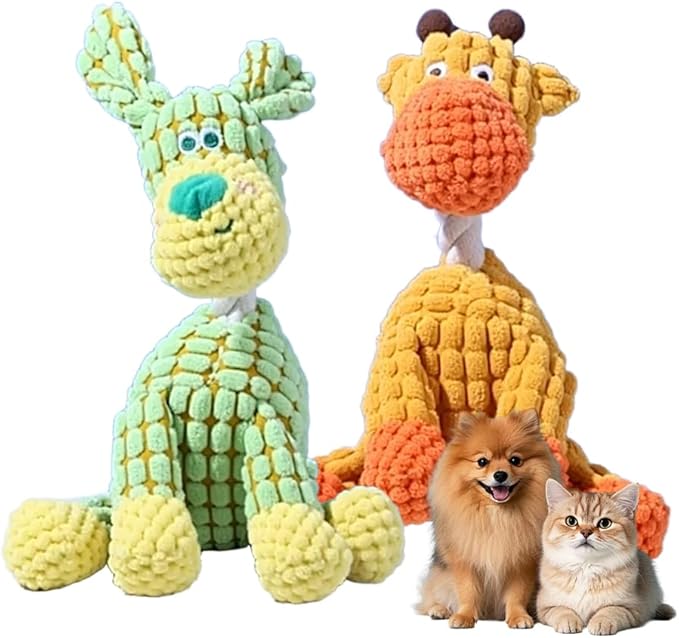 2026 New Indestructible Dog Toy, Durable Dog Stuffed Toys for Aggressive Chewers, Interactive Squeaky Chew Teething Toys for Small Medium Large Dogs Puppy (Green+Orange)