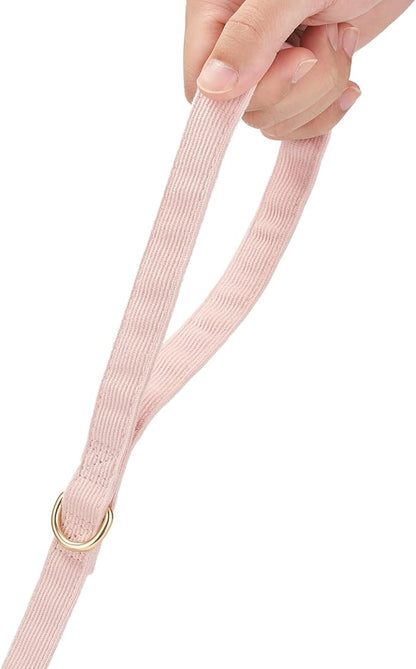 Soft Cotton Dog Leash, 5 Ft Heavy Duty Corduroy Dog Leashes with Gold Metal Hook for Small Medium Large Dogs,Small,Light Pink