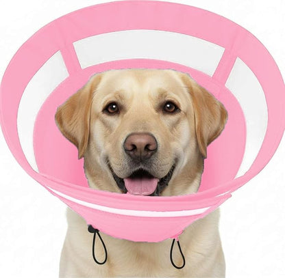 SAWMONG Soft Cone for Dogs – Extra Large Dog Recovery Collar, Adjustable E-Collar to Stop Licking After Surgery (XL, Pink)