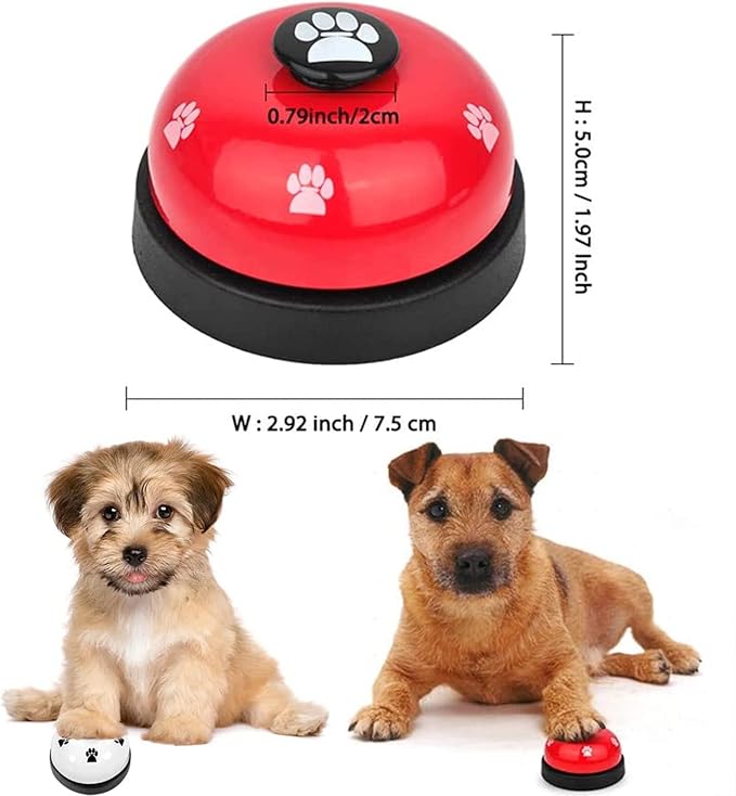SlowTon Dog Doorbells, 2 Pack Metal Bell Dog Training with Non Skid Rubber Bottoms Dog Door Bell for Potty Training Clear Ring Pet Tool Communication Device for Small Dogs Cats (Red+White)