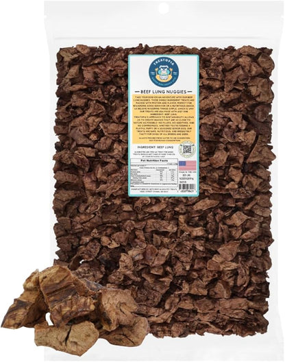TREATOPIA Beef Lung Nuggies Dog Treats – Single Ingredient, High Protein, Low Odor, Natural Crunchy Training Treats for Dogs – USA Sourced, Grain-Free, All-Natural (4 lb Bag)
