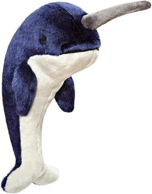 Fluff & Tuff Bleu Narwhal Plush Toy for Medium Dogs, 11 Inch, Durable and Machine Washable