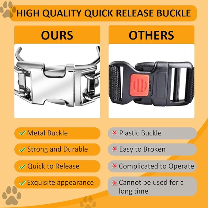 Anti-Tangling Collar, Quick Release Buckle Dog Collar, Adjustable Collar for Small, Medium & Large