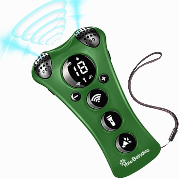 PawBehave Ultrasonic Dog Bark Deterrent Device –10-Level Adjustable Anti Barking Trainer with Flashlight, Strobe, E-Clicker(18 Whistle Sounds)–No Shock, Collar-Free Dog Behavior Correction Devices