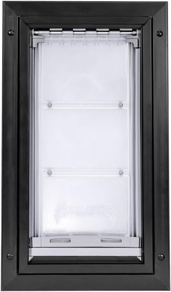 Endura Flap Double Flap Pet Door for Door Installations | Stylish for Interior & Exterior Doors | Durable Aluminum Frame & Weatherproof Dual-Layer Flap | Black, Small, Double Flap