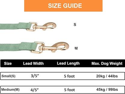 Soft Cotton Dog Leash, 5 Ft Heavy Duty Corduroy Dog Leashes with Gold Metal Hook for Small Medium Large Dogs,Small,Grass Green