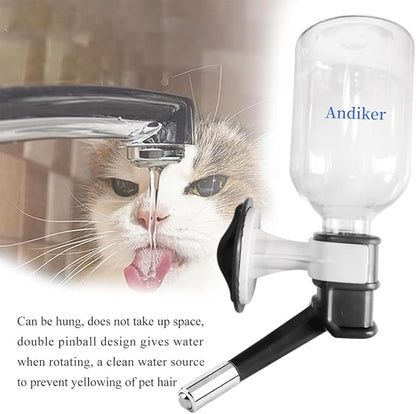 Andiker No-Drip Dog Water Dispenser Bottle-Dog Kennel Cage Water Dispenser Water Drinker Kettle for Pets can be Raised and Lowered Drinking Water Feeding Cage Water Bottle for Dogs (Black)