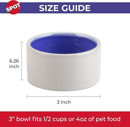 SPOT Ceramic Stoneware- Pet Bowl for Cats, Kittens and Mini Dogs, Classic Heavy Duty Non-Slip Ceramic Bowl for Food and Water -2.75in Diameter