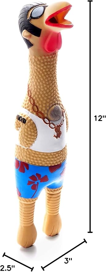 Outward Hound by Charming Pet Squawkers Earl Latex Squeaky Rubber Chicken Dog Toy,Funny Interactive Holiday Toy for Dogs,Large Size,(Pack of 2)