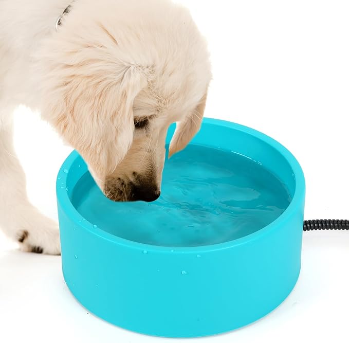 Large Heated Water Bowl for Dog & Cat, Waterproof Heated Pet Bowl Heater for Chickens Rabbit Livestocks, Heated Bird Bath for Winter, 108 OZ 30 Watts