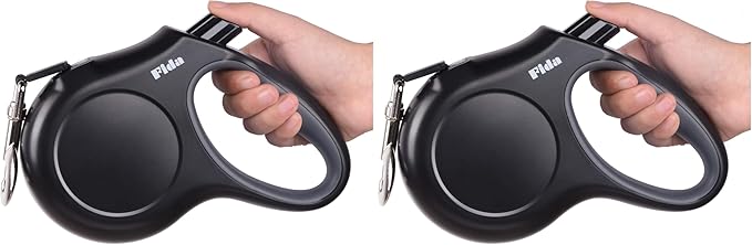 Fida Retractable Dog Leash Large Breed, Heavy Duty 16 ft Dog Walking Leash, up to 110 lbs, 360° Tangle Free, Black (Pack of 2)