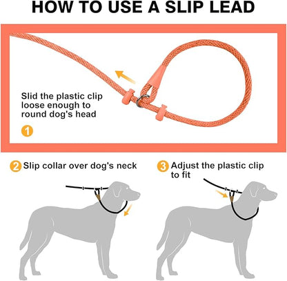 Lynxking Dog Leash Slip Lead Reflective Breathable Rope Comfortable Strong No Pull Slip On Pet Training Lead for Dogs (Pack of 2)