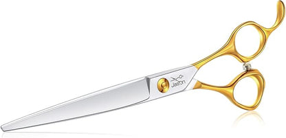 JASON Dog Grooming Scissors Shears - Cats Trimming Shears Professional Pets Scissor Kit for Right Handed Groomers Gold Sharp Shear Christmas Gift 7"