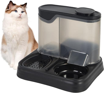 Gravity Pet Feeder and Water Dispenser Set, Automatic Dog Feeder and Dog Water Dispenser for Dogs Cats Pets Animals Large Capacity (Black)